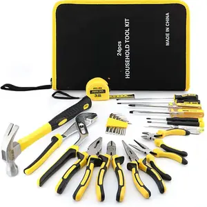 24 Pieces Homeowner Tool Set, Home Repair Hand Tool Kit with Portable Tool Bag