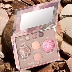 7 Color Baking Palette, Eyeshadow Palette, Makeup Starter Set, Full Face Cosmetic Kit with Highlighter, Blush, Contour Powder, Long-Lasting Shine, Travel-Friendly