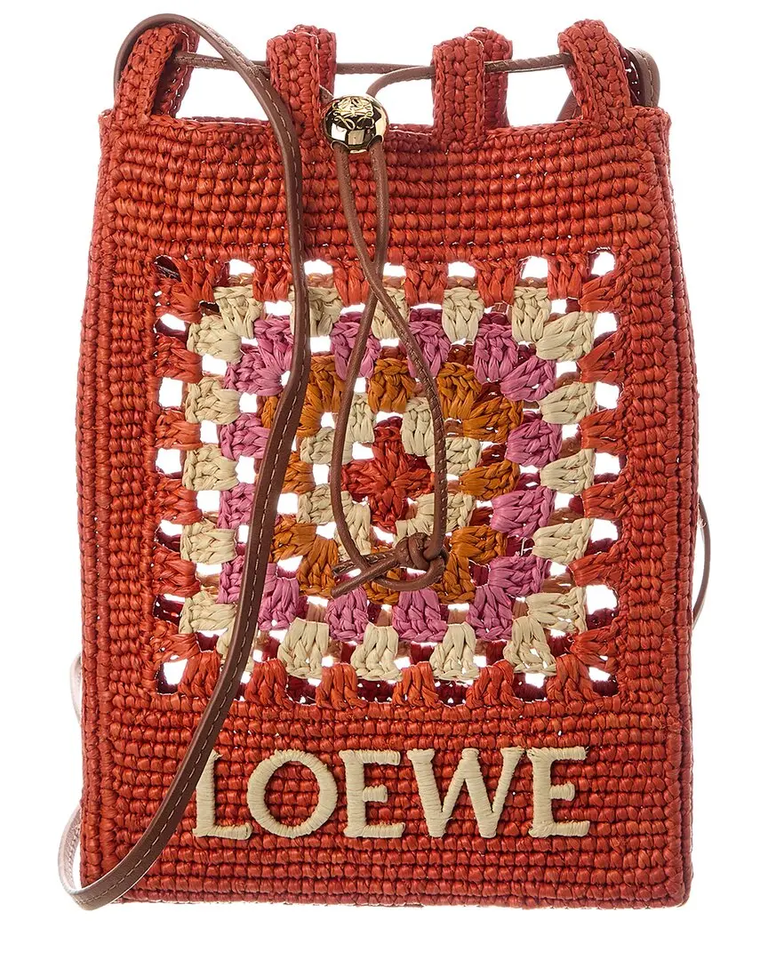 Loewe Drawstring Pocket Raffia & Leather Crossbody Loewe Drawstring Pocket Raffia & Leather Crossbody
