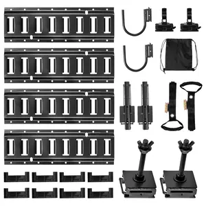 VEVOR E-Track Tie-Down Rail Kit, 4 Pack 1.3 ft E Track Rails, 2 U-Shaped Hooks, 2 Tool Holders, 2 Track Shelf Brackets, 2 Tire Holders, 2 Cable Storage Rings, 8 End Caps & 1 Bag, Fit for Vans Trailers