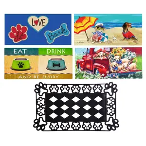 Evergreen Dog Lovers Set of 4 Sassafras Mat Insrts & Mat Tray