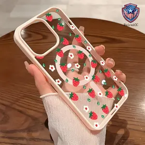 Premium Magnetic Case for iPhone11/12/13/14/15/16/promax Strawberry Floral y2k cased MagSafe Ready, Anti-Fall, Springtok and Ultra-Thin Design | Perfect for Everyday Use Protector Screen Protector Aesthetic Resistance Protection Protective