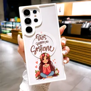 Dios Siempre Me Sostiene God Always Upholds Me Clear Magnetic Phone Case, Compatible with MagSafe Silicone Bumper Protective Cover For Samsung S25 S24 S23 S22 Ultra Plus FE, Cute Christian Faith Girl, Religious Gift