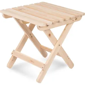 Company Square Wooden Folding Solid Wood Side Table, OutdoorSmall Patio Table, Natural
