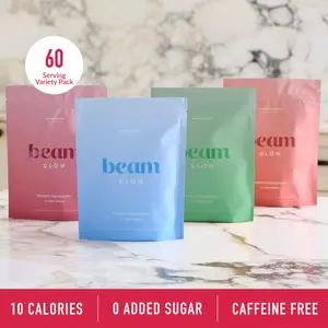 Beam Glow Superblend 4-Flavor Pack — 60 Total Servings for Women’s Hormone Balance, Skin, Hair & Nail Support (Blue Raspberry, Strawberry Kiwi, Raspberry, Watermelon, 10 Calories per Serving)