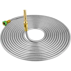 304 Stainless with Brass Nozzle, Anti-Leakage, & Lightweight Kink Free Hose, Easy to Use & Store (50ft)