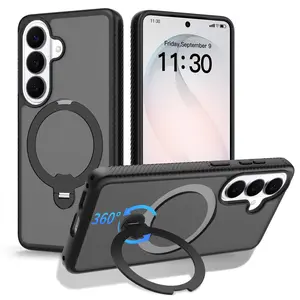 Magnetic Metal 360° Rotating Stand Case for Samsung S26, MagSafe Compatible, Military Grade Shockproof, Full Camera Cover, Slim Non-Slip Design (Orange, Blue, Black, Green)