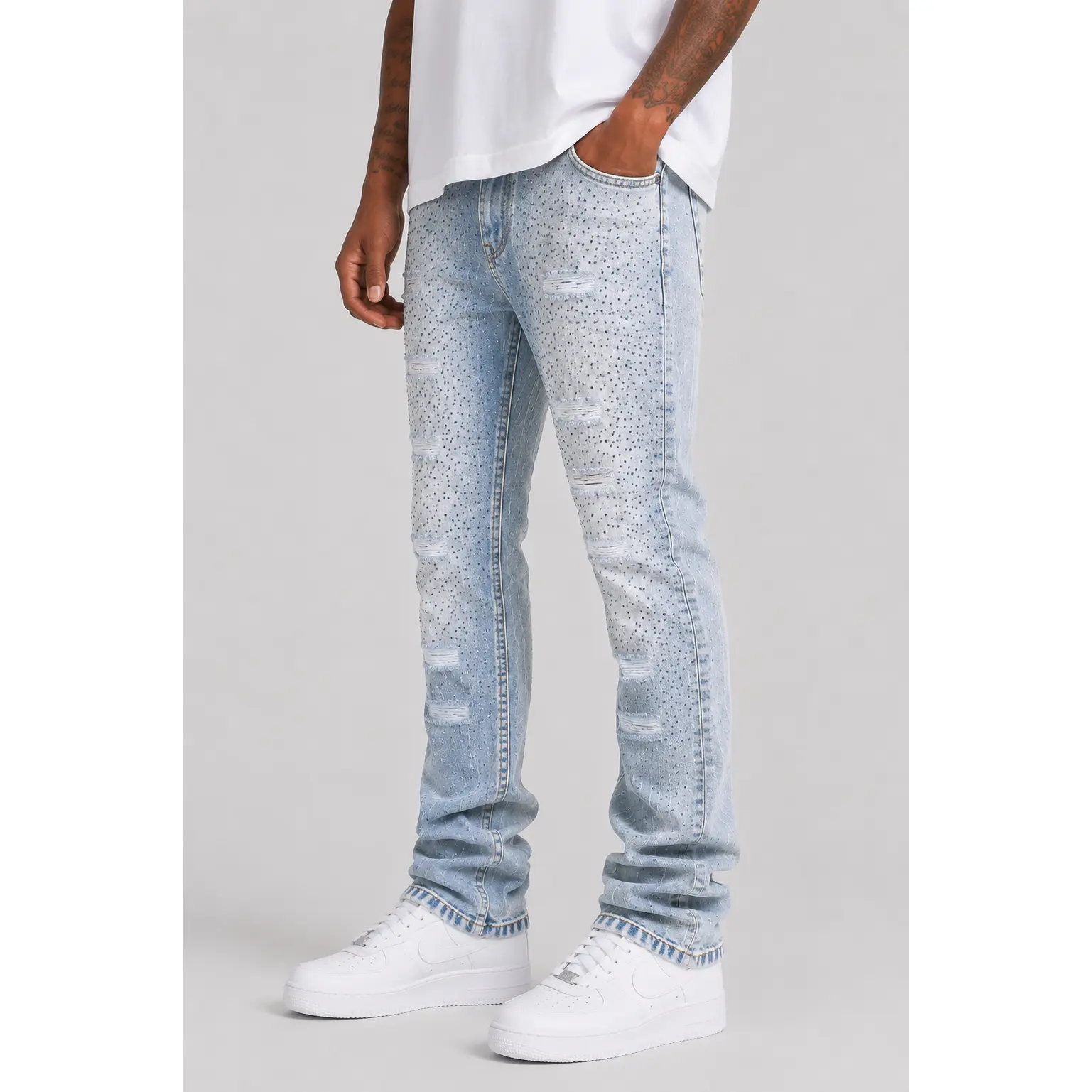 Men's FWRD 'Crystalized' Non-Customized Fitted Jeans - Ice Blue/Royal, Menswear Casual Pants, Style FW-330293