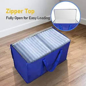 Extra Large Moving Bag – Heavy Duty Waterproof Storage Tote with Reinforced Handles & Zipper, Foldable Collapsible Organizer for Clothes, Dorm Moving, Travel, Camping & Space-Saving Home Storage