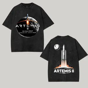 Artemis II 2026 Rocket Launch Washed T-Shirt, Future Moon Mission Sweatshirt, Space Exploration Hoodie, Science Gift