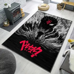 Berserk Anime Rug - Striking Design with Guts' Dragon Slayer Sword and Quote - Perfect for Dark Fantasy Fans and Unique Room Décor