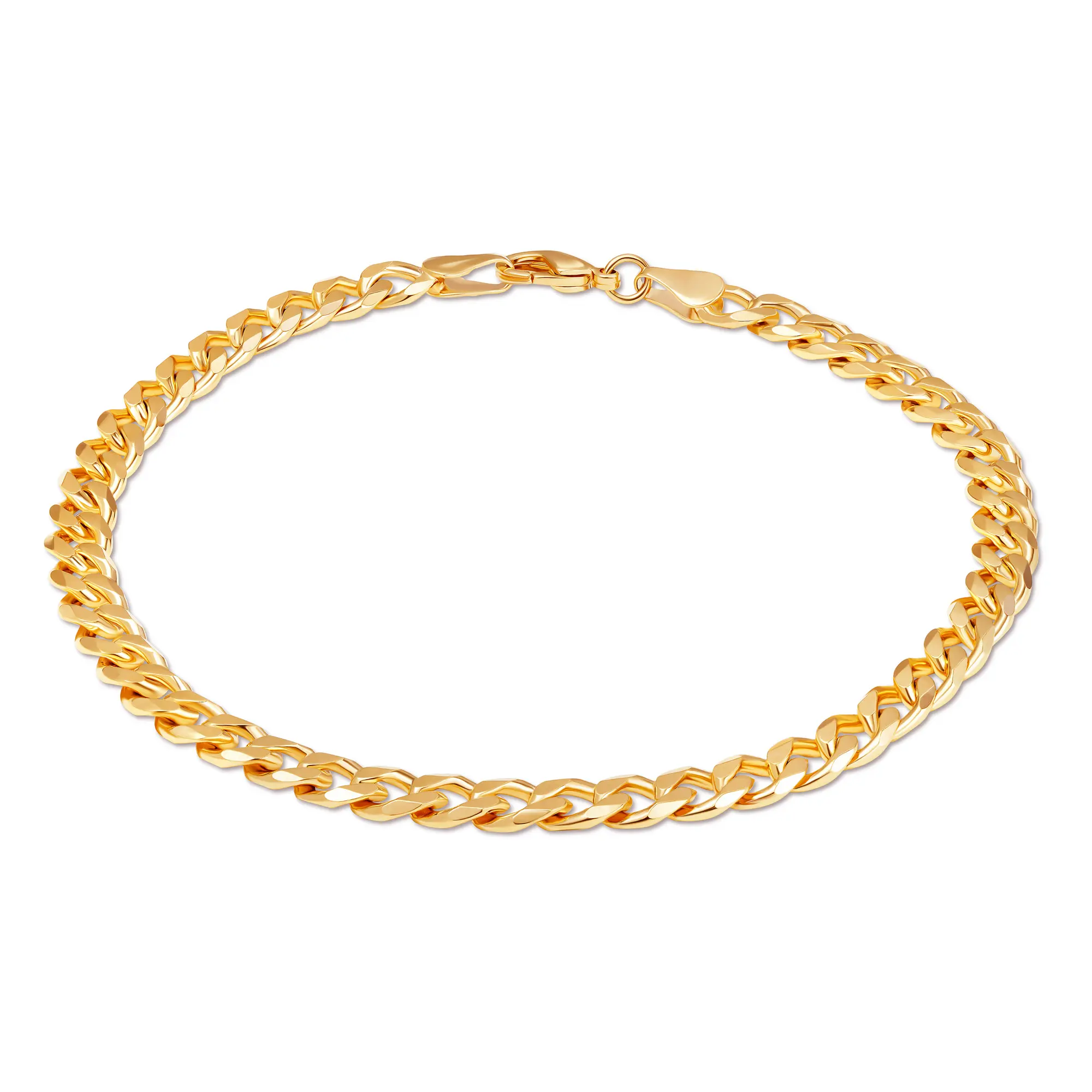 Barzel 18K Gold Plated Cuban / Curb Link Anklet for Women, 10 Inches, Tarnish Free, Water Proof, Made in Brazil