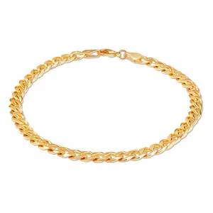 Barzel 18K Gold Plated Cuban / Curb Link Anklet for Women, 10 Inches, Tarnish Free, Water Proof, Made in Brazil