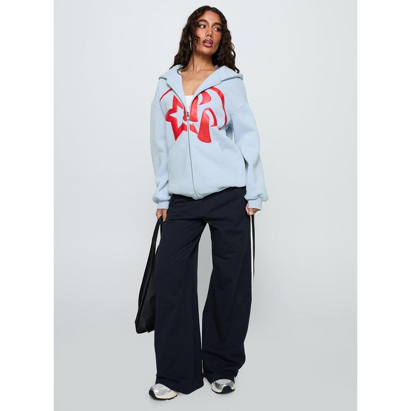 Starblazer Zip Up Graphic Hoodie Blue / Red