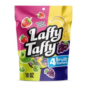 Laffy Taffy Assorted Mini Bars Stand Up Bag Chewy Candy in Strawberry Banana Sour Apple Grape Flavors 10 oz Individually Wrapped Treats