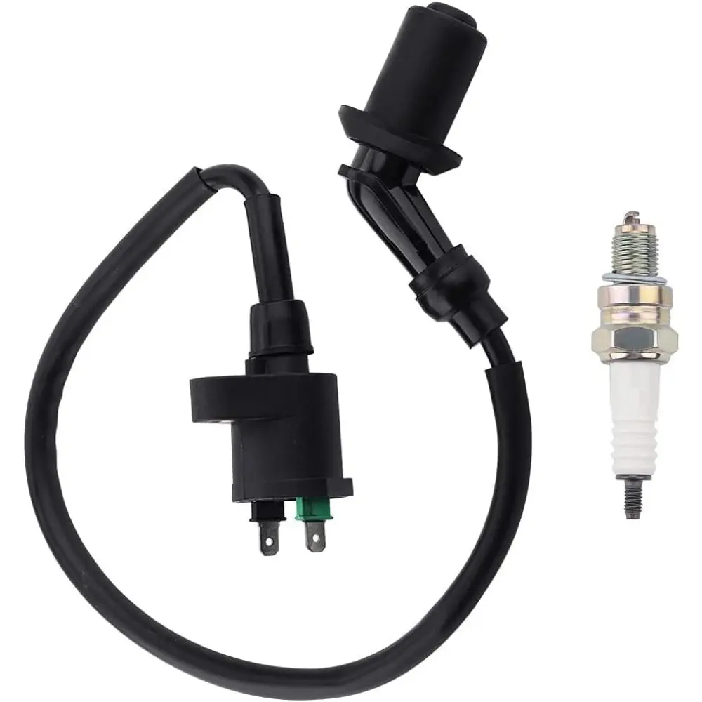 High Performance Automotive Replacement Racing Ignition Coil & Plug Wire for 50CC, 100CC, 110CC, 125CC Moped, Scooter, ATV, Go Kart, Motorcycle Engine Parts