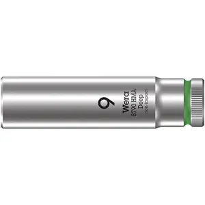 WERA 05004506001 8790 HMA DEEP SOCKETS (1/4" DRIVE SOCKETS - DEEP - 6-POINT) 1/4" DEEP SOCKET SW 9 GREEN