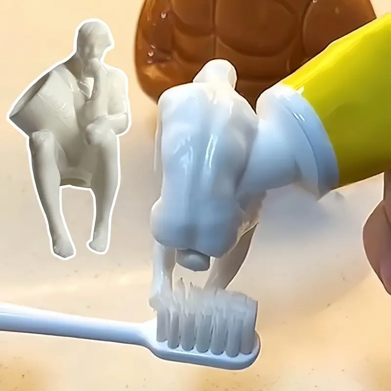 Thoughtful Toothpaste Decorative Figure, Easy-To-Use Neat Toothpaste Cap, Adds Fun to Morning Routine, Unique Bathroom Accessory