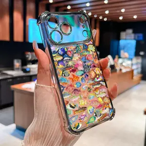 Colourful Fish Ocean Aesthetic pattern mobile phone case, suitable for iPhone17/16/15/14/13/12/11/pro max/air, Four-corner anti-fall shockproof mobile phone protective cover, strong mobile phone protection accessories