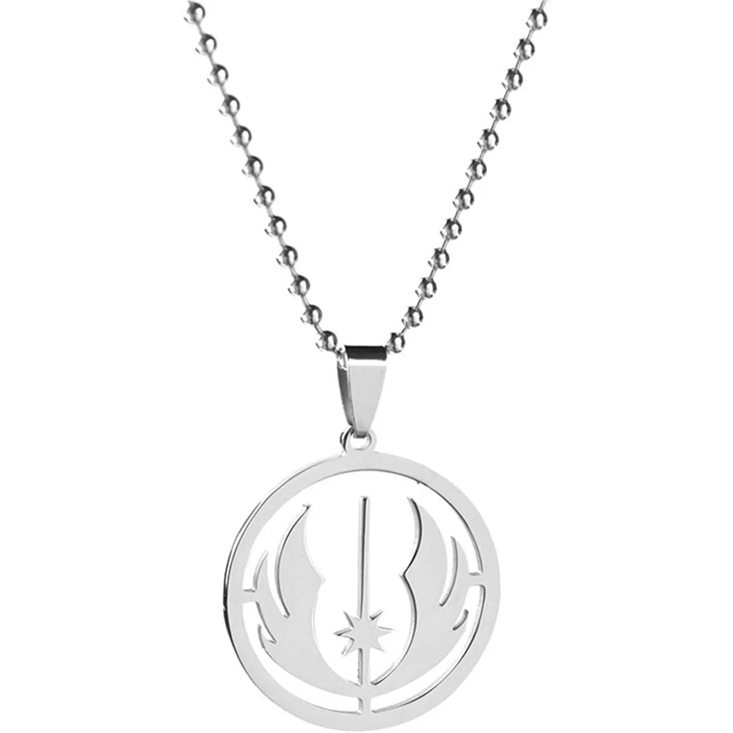 Stainless steel Star jedi Symbol pendant Necklace with 24" Ball Chain for women men star fans jewelry gift