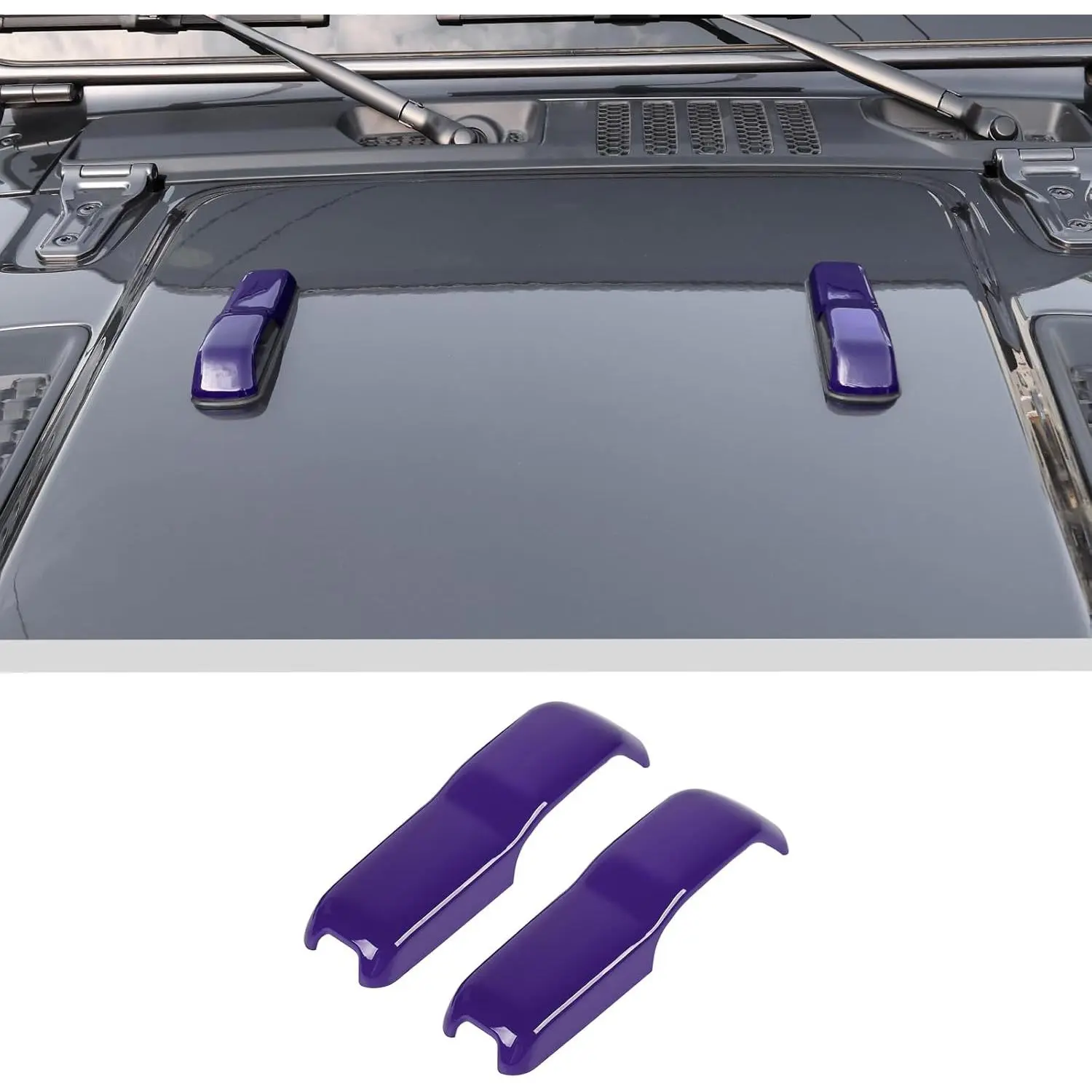 Purple Carbon Fiber Hood Hinge Cover Trim - 2PCS Abrasion Proof Scratch Guard Exterior Accessories for 2018-2025+ Jeep Wrangler JL/JLU (Sports, Sahara, Freedom, Rubicon), Unlimited Gladiator JT (2-Door, 4-Door) with 12-Month Return Warranty