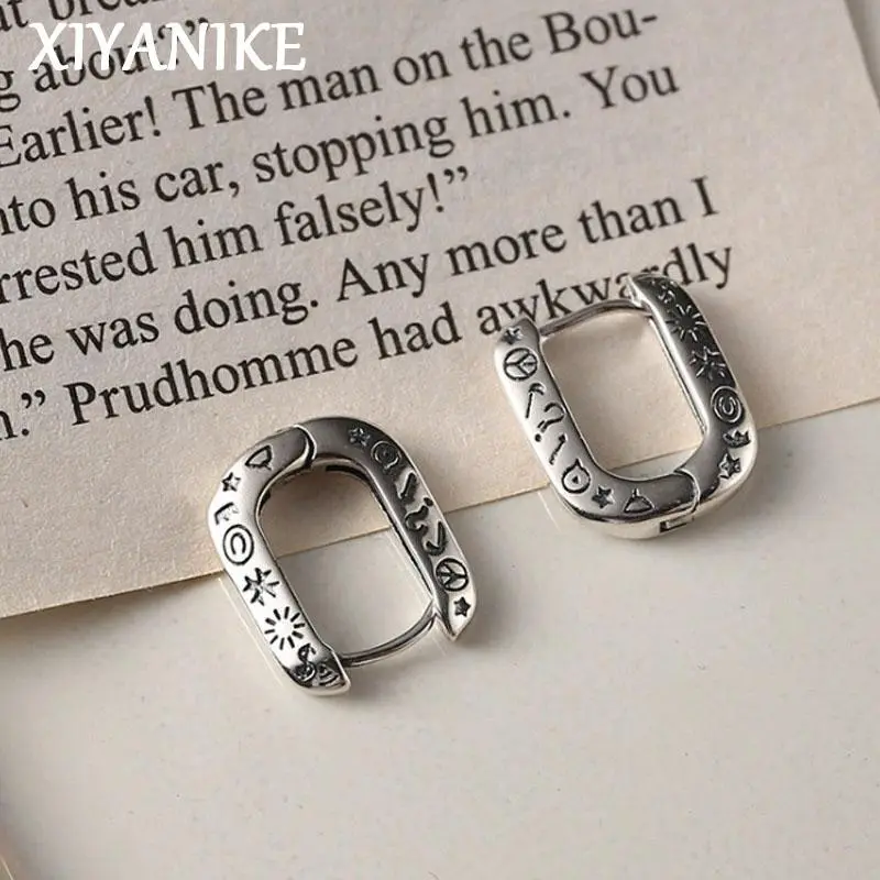 Vintage U-shape Graffiti Hoop Earrings For Women Niche Fashion New Jewelry Gift Party серьги женские
