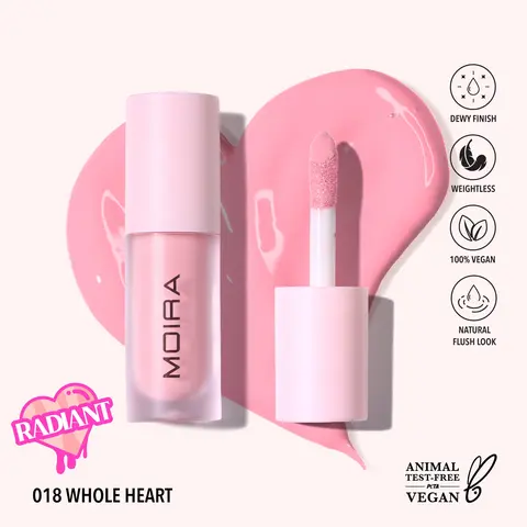 MOIRA | Love Steady Liquid Blush (018, Whole Heart) | Lightweight Matte Liquid Blush with Buildable, Long-Lasting Color