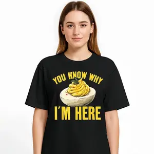 Cotton Tee Retro Thanksgiving Dinner You Know Why I'm Here Deviled Egg  Black Crewneck Menswear Top Short Sleeve Streetwear Sweatshirt TOP