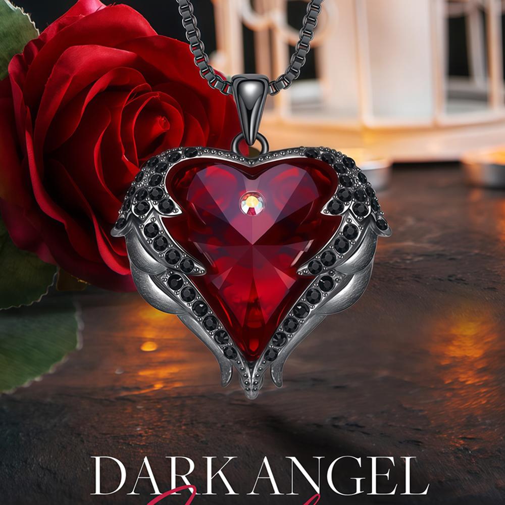 New Dark Gothic Style Red Heart Zircon Wing Necklace Cool Personality Pendant Clavicle Chain Daily Wear Eye-catching Niche Accessory Birthday Gift for Stylish Punk Girlfriend Dark Theme V20 New Dark Gothic Style Red Heart Zircon Wing Necklace Cool Personality Pendant Clavicle Chain Daily Wear Eye-catching Niche Accessory Birthday Gift for Stylish Punk Girlfriend Dark Theme V20