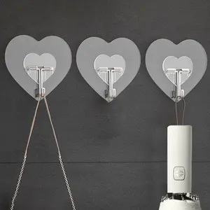 Heart Shaped Adhesive Hook, 10pcs Lovely Wall Mounted Hook, Waterproof Self Adhesive Sticky Hook for Kitchen Home Dormitory Door, Bathroom Accessory, Self Adhesive Hooks