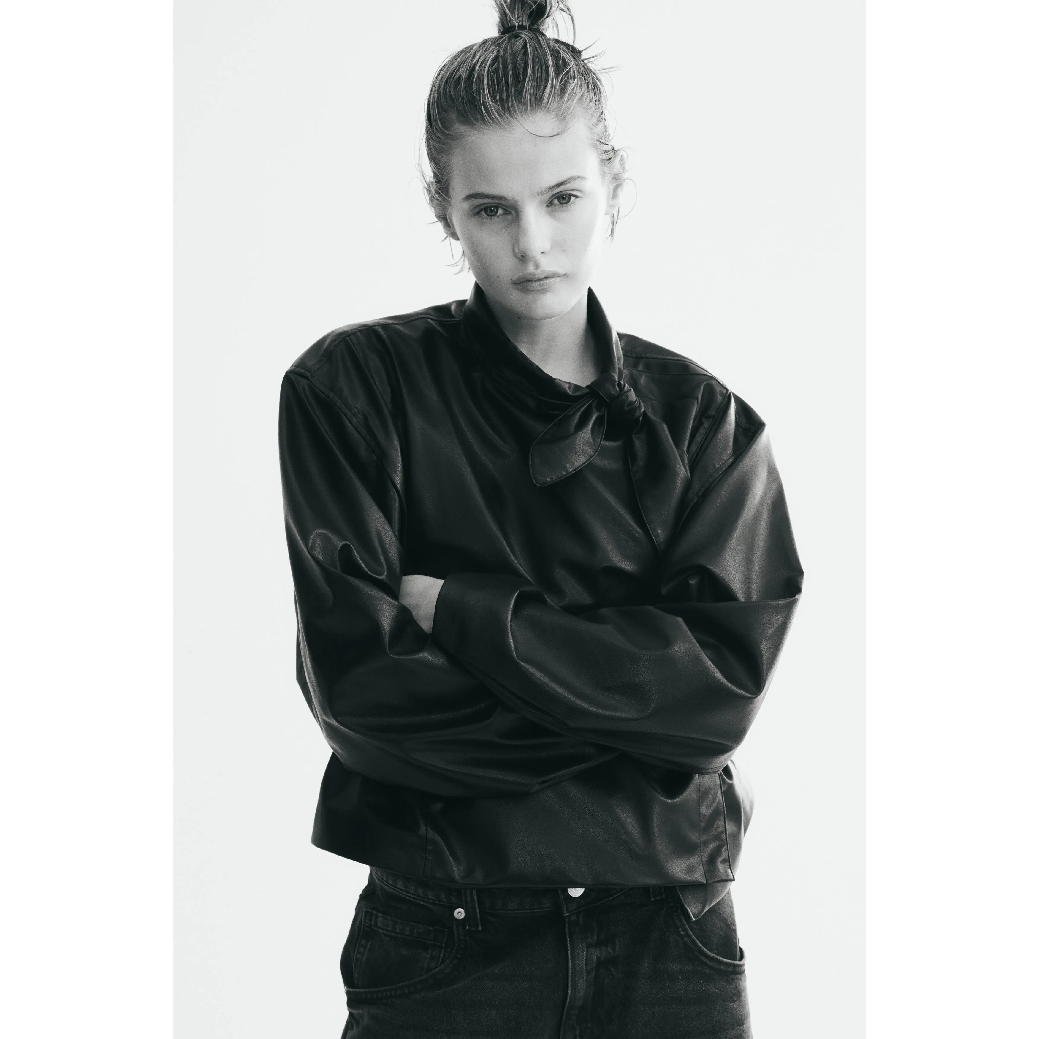 H&M Coated scarf-collar jacket