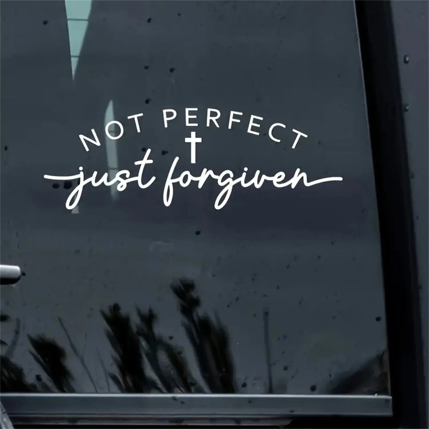 Not Perfect Just Forgiven Vinyl Decal Sticker for Car, Laptop, and Truck - Single Use Adhesive Cross Design