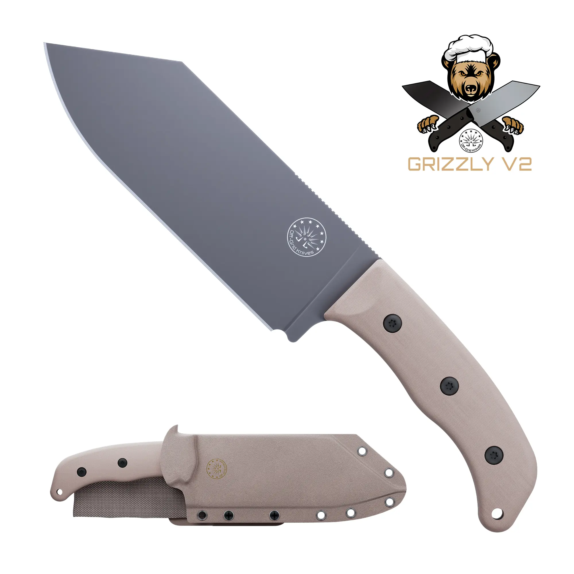 Grizzly V2 Chef Knife Built for Camping, Outdoor BBQ and Home Kitchen Use, Overbuilt Chef Knife
