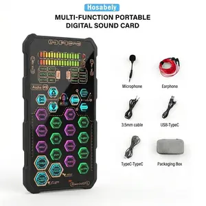 [DealsForYouDays]HOSABELY SK9 Digital Sound Card - Handheld Mini Voice Changer Recording Set with Professional Chipset, Portable Audio Interface, Cool Gadgets, Tone for Gaming, Singing, Phones, Computers,Gifts for Men Women
