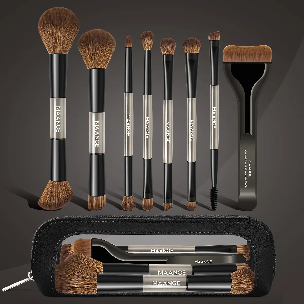 Maange 8-Piece Professional Makeup Brush Set, Includes Foundation, Blush, Powder, Eyeshadow, Mascara, Brow, Highlighter, Concealer Brushes, Gift for Women