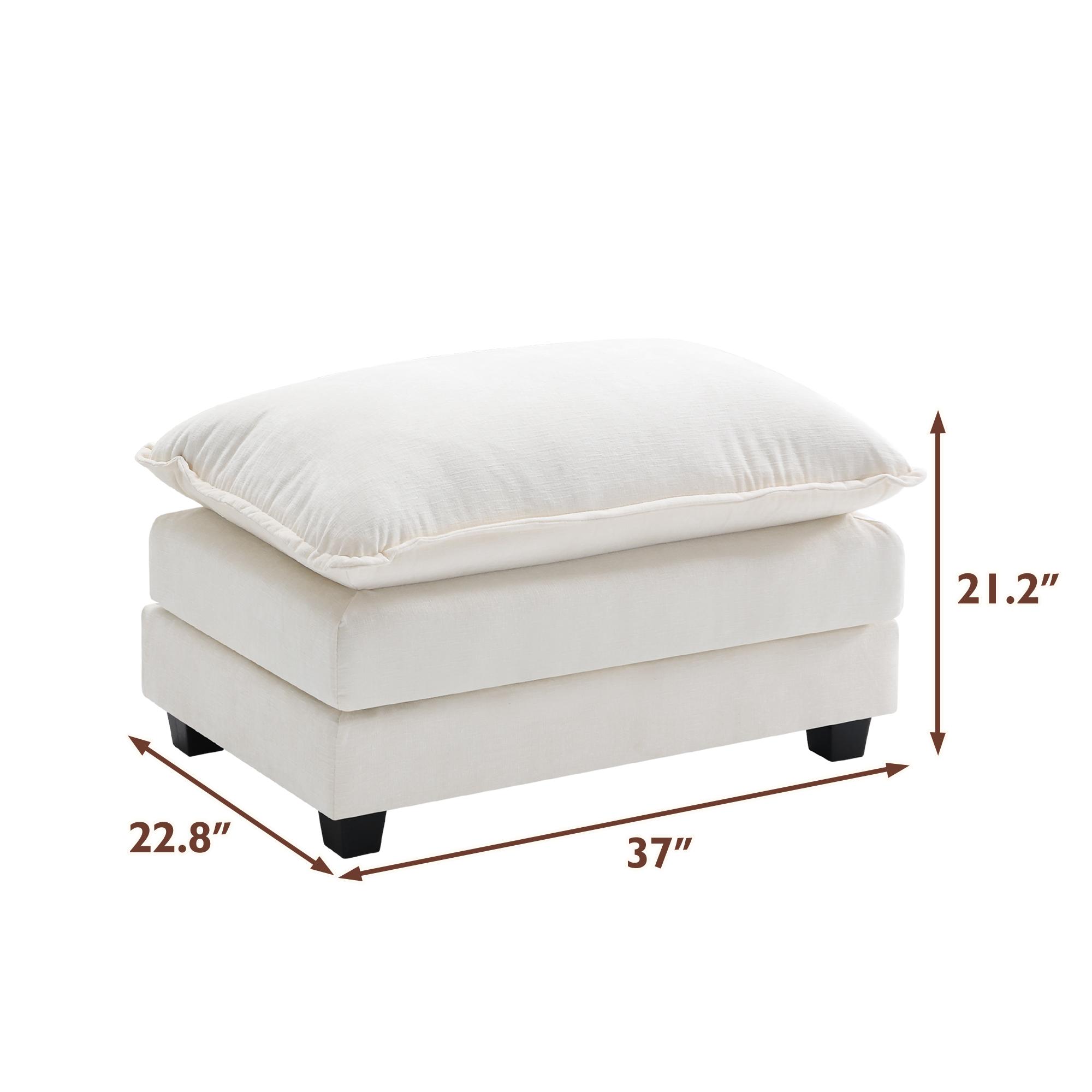 GuroMagicSofa 37 x 21.2 x 22.8‘’ Fluffy Modern Chenille Upholstered Lounge Sofa with Footstool – Fits multi-seat living room sofas, includes a movable footstool and one seat cushion, suitable for apartments, bedrooms, and living rooms.