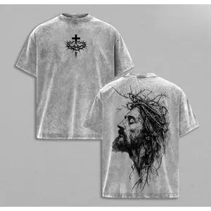 Jesus Christ Crown of Thorns T-Shirt Vintage Washed, Christian Faith Graphic Tee, Religious Oversized Shirt, Jesus Apparel, Christian Bible Verse, Easter Christmas Outfit, Church Outfit