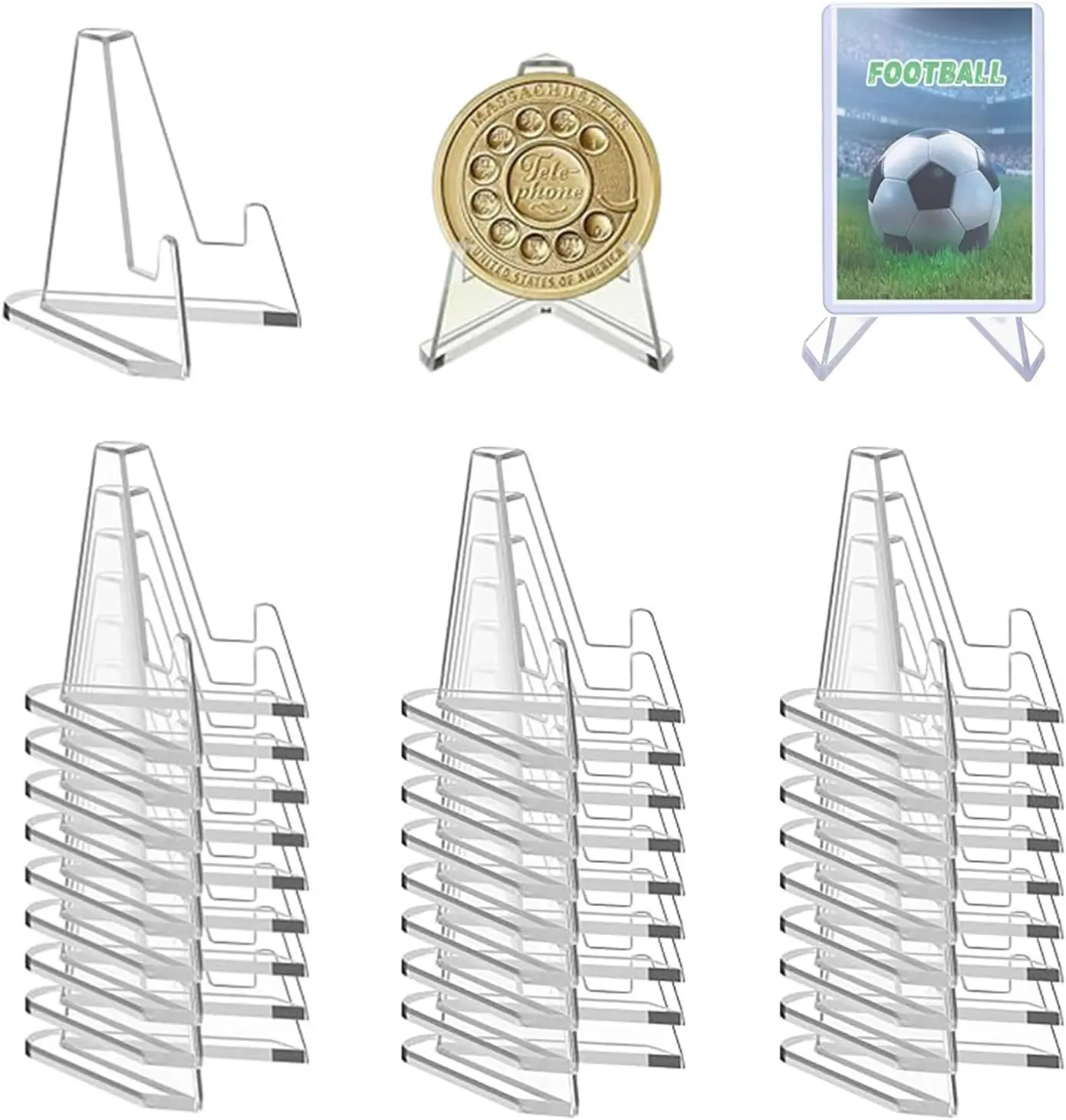 30 Packs Card Display Stand, Acrylic Card Stands for Trading Sports Graded Card Football Baseball Basketball Mini Clear Easel Stand (2.1 inch)