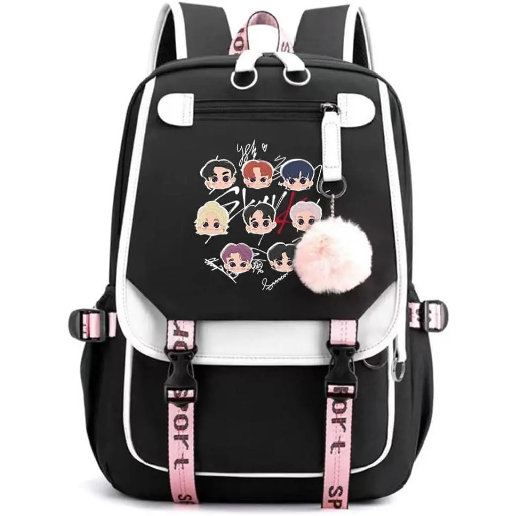 Stray Backpack Korean Casual Daypack Laptop Bag College Bag Unisex Black 32cm*15cm*45cm