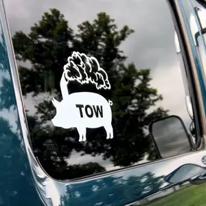 Tow Pig Decal - 2-Pack Options,  Easy to Apply - Perfect for Cars Trucks SUVs or Offices - Vehicle Exterior Decoration, High Outdoor Resistance