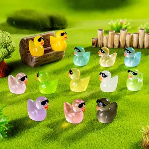 20pcs Glow-In-The-Dark Mini Resin Ducks, Decorative Resin Duck Ornaments, Glowing Mini Resin Ducks for Garden Desk Landscape, Garden Accents, Garden Accessories