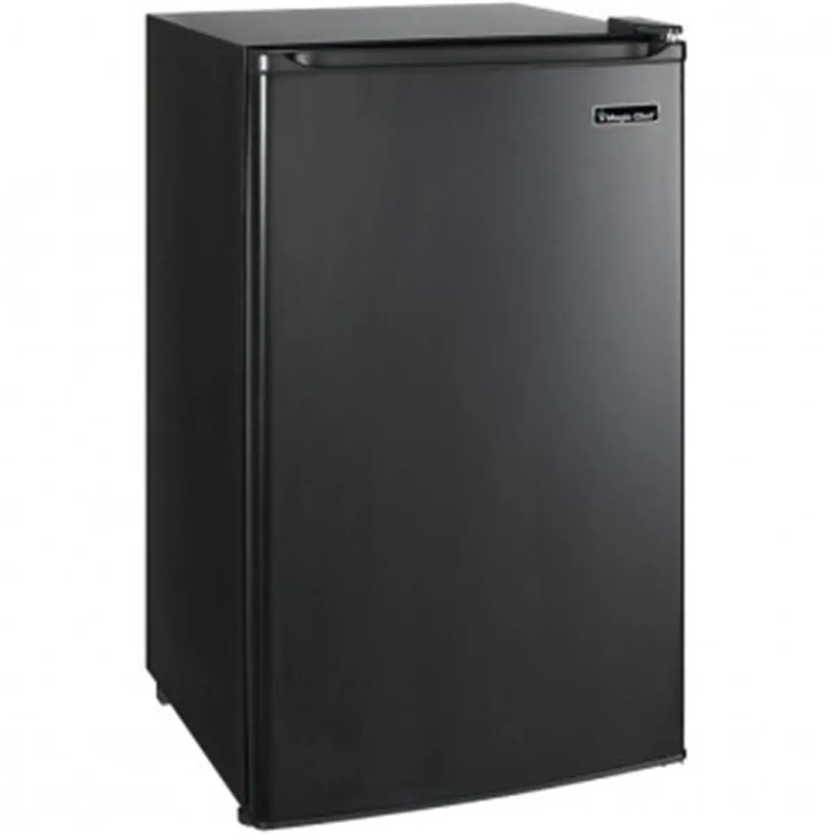 Magic Chef MCPMCBR350B2 3.5 Cubic-ft. Black Home Use Refrigerator - Adjustable Temp Thermostat Control, Flush Back Design, Full Width Shelves, Half-Width Freezer Compartment, Reversible Door, Leveling Legs, Manual Defrost