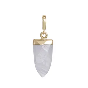 Aprilery Various Styles of Metal - Inlaid Natural Crystal Spear - Shaped Pendant Collection, Fashion Accessories for Daily/Party/Festival Wear - Pendant Only