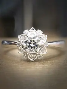 1 PC Glamorous Cubic Zirconia Ring For Women For Valentine's Day Gift Wedding Engagement Anniversary Party Jewelry