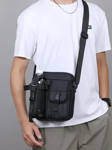 1pc Men's crossbody bag, solid color and clean color, shoulder bag with zipper closure, Zippered sling bag, suitable for students, work, commuting, shopping