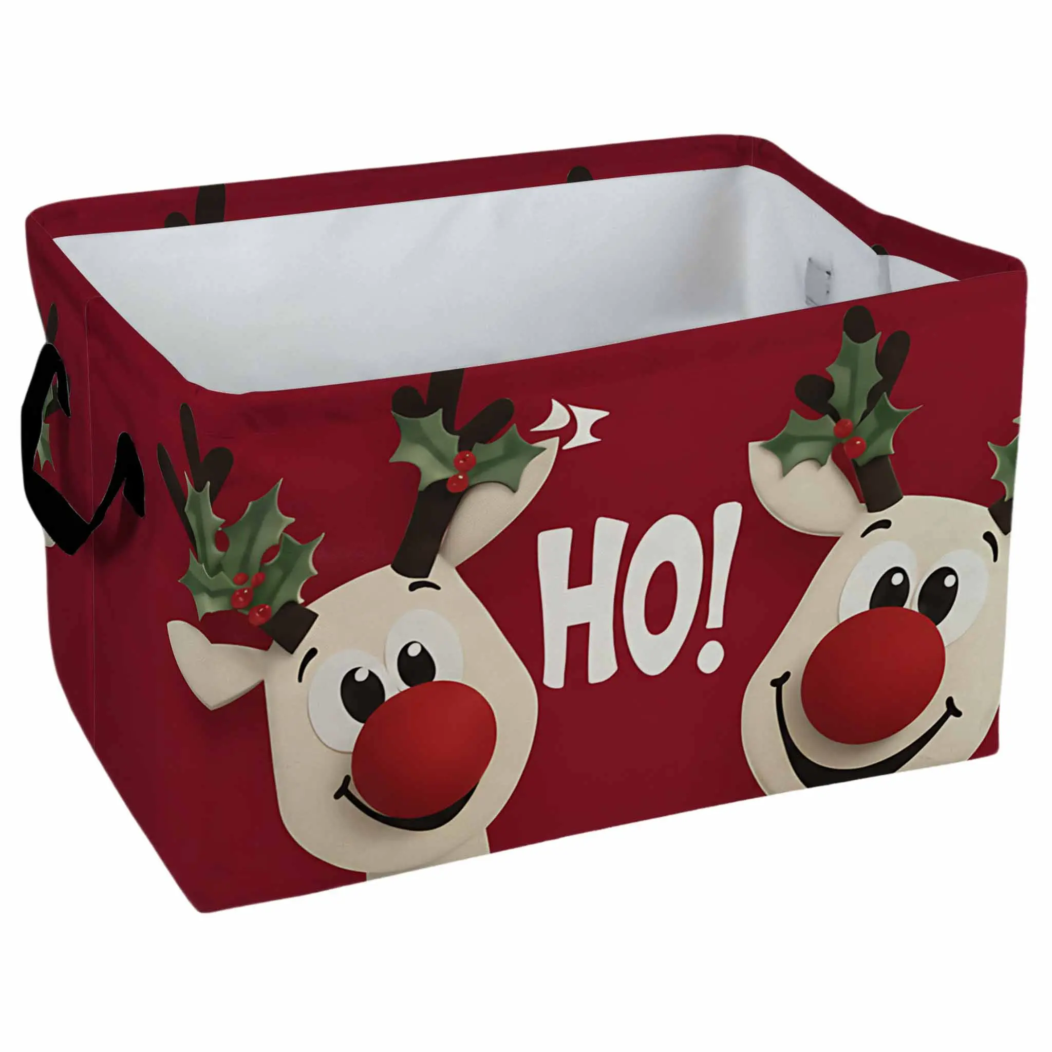 Red Christmas Reindeer Pattern Storage Baskets Boxes Home Decor Storage Clothes Organization Holiday Gifts， Laundry Hamper， Car Storage Basket Camping Picnic， Shelf Baskets， Organizer For Toys， Books， Laundry Baskets