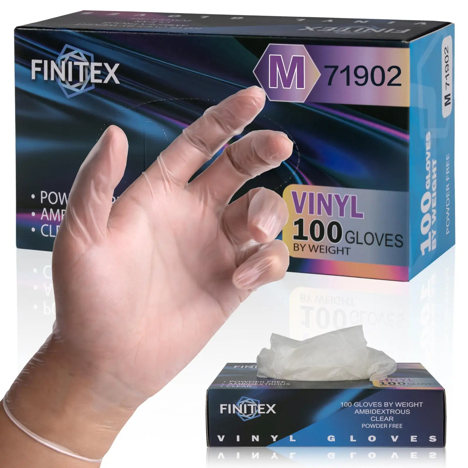 FINITEX 1000PCS Clear Vinyl Nitrile Cleaning Gloves, PVC Disposable Crystal Transparent Gloves for Cleaning Tattoo Beauty Salon Handcare Hair Dyeing Gardening Use Cleaning Gloves,halloween ，apartment essentials，moving essentials，trick or treat