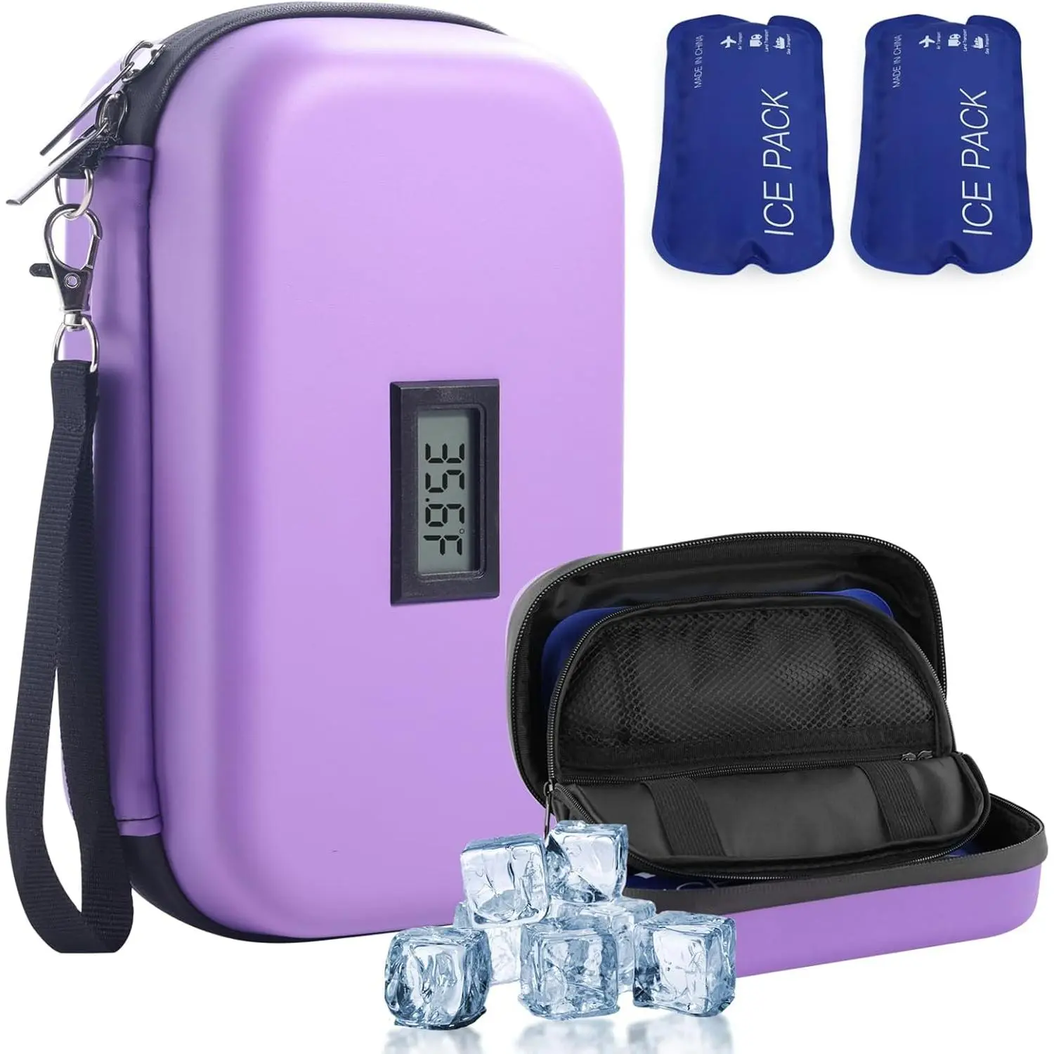 TSA Approved Insulin Cooler Travel Case with Temperature Display, Durable Insulated Bag for Diabetics, Cooler Pouch, Travel Chiller, Insulated Cooler Bag for Storage & Home Organization