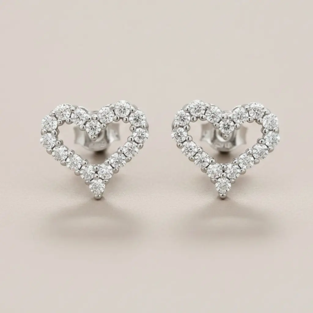 0.3CT VVS1 Full Moissanite 925 Sterling Silver Heart Shape Earring GRA Certified