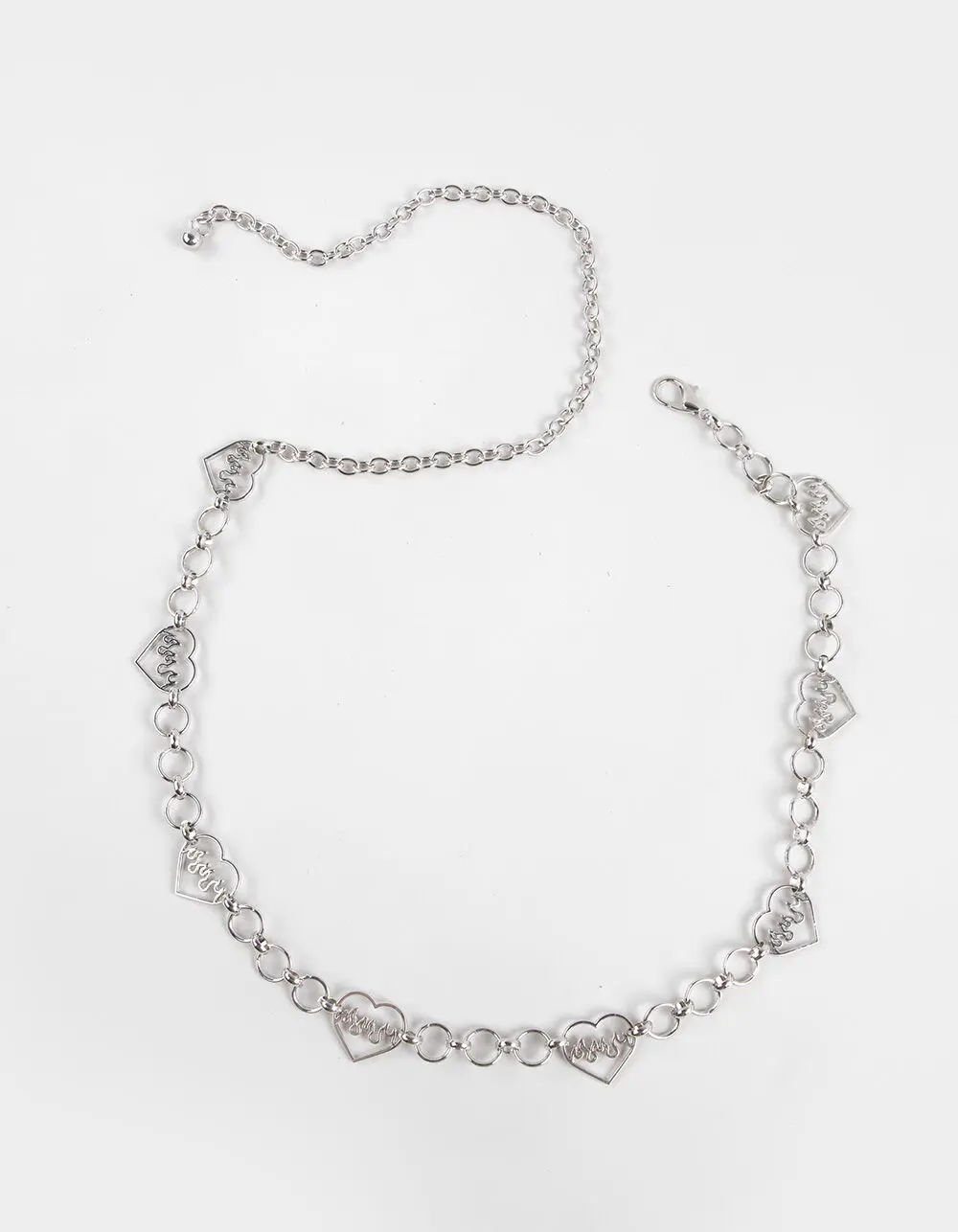 Heart Flame Chain Belt, Silver